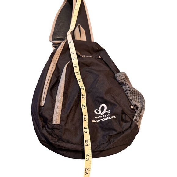 Waterfly Black Sling Backpack Travel Hiking Chest Bag Daypack - Picture 8 of 12